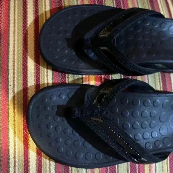 WOMENS ORTHAHEEL BLACK PATENT FLIP FLOP - Picture 5 of 13